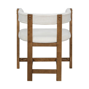 English Elm Dining Arm Chairs Set of 2 Barrel Back Rubberwood Frame with Cushioned Upholstery Beige N771P243844D