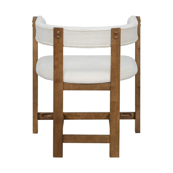 English Elm Dining Arm Chairs Set of 2 Barrel Back Rubberwood Frame with Cushioned Upholstery Beige N771P243844D