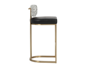 Sunpan LARISSA Barstool - Stylish Bravo Black & Halton Birch Design with Durable Antique Brass Frame 112425