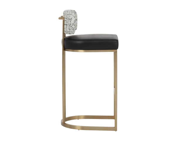 Sunpan LARISSA Barstool - Stylish Bravo Black & Halton Birch Design with Durable Antique Brass Frame 112425