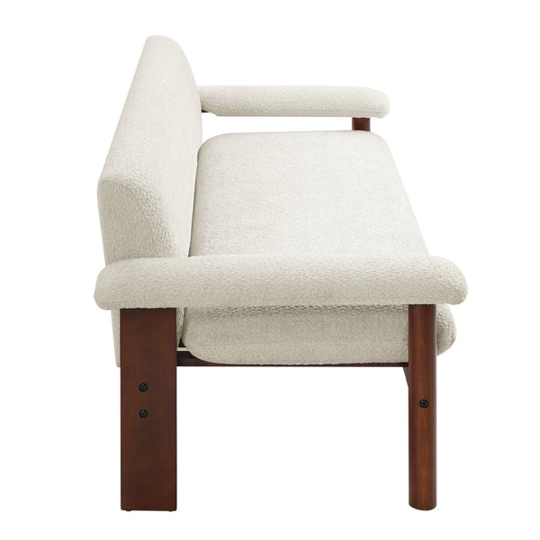 English Elm Modern Berber Fleece 2 Seat Loveseat Rubberwood Base Plush Armrest Couch for Apartments N763S000050A