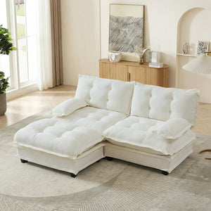 English Elm 77" Modular Cloud Sectional Chenille Couch Deep Lounge Seat with Ottoman for Living Room Beige W714S01675