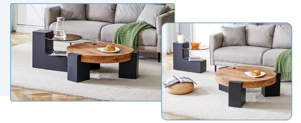 English Elm The Two Tier Detachable Mdf Coffee Table for Flexible Modern Living Room Style W1151P184838