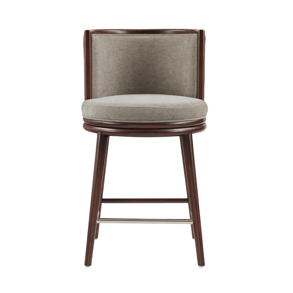 English Elm Evalyn Dove Textured Chenille Counter Stool With Durable Beech Wood Legs & Stainless Steel Footrest B365P398045