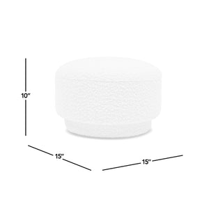 English Elm Jennifer Taylor Home - Fuji Mushroom Footstool Ottoman 15" — Moss Fleeced Teddy Sherpa Seat, Durable 200lb Support Green B2719P280163