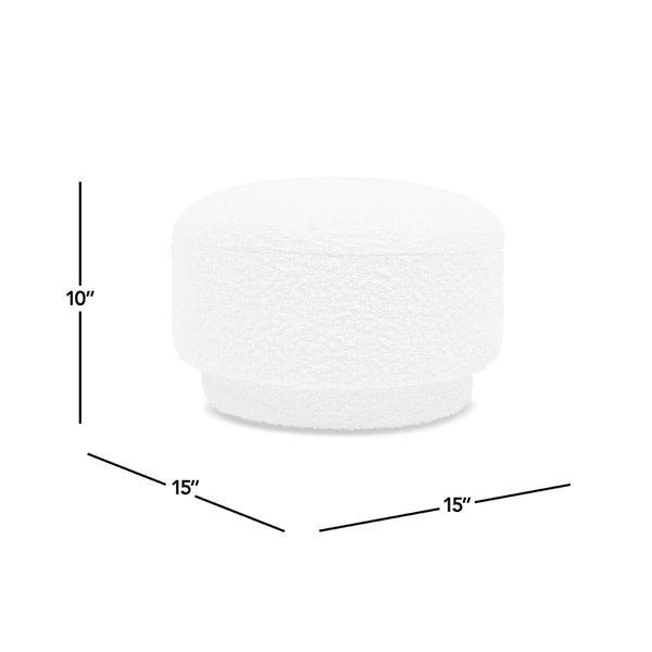 English Elm Jennifer Taylor Home - Fuji Mushroom Footstool Ottoman 15" — Moss Fleeced Teddy Sherpa Seat, Durable 200lb Support Green B2719P280163