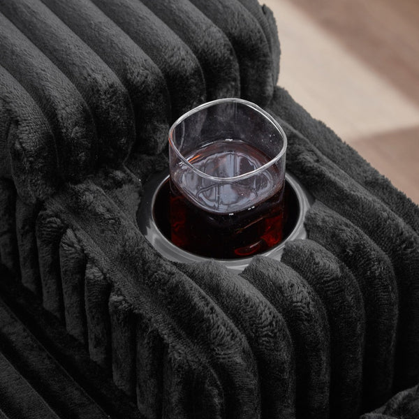 English Elm Swivel Barrel Accent Chair Chenille Tufted Round Club Seat for Living Room Lounge Black N719S002270B