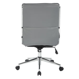 OSP Home Furnishings Armless Mid-back Faux Leather Office Chair with Lumbar Support and Chrome Base Charcoal SPX23592C-U42