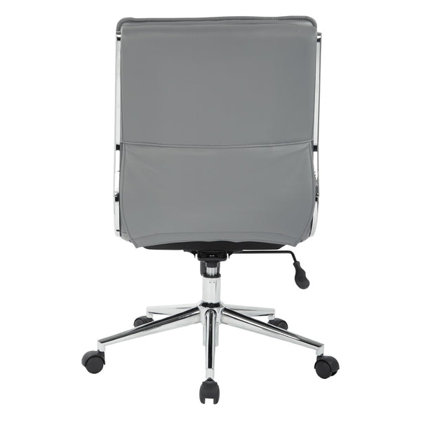 OSP Home Furnishings Armless Mid-back Faux Leather Office Chair with Lumbar Support and Chrome Base Charcoal SPX23592C-U42