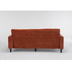 English Elm 3 Seat L Shaped chenille Sofa with Removable Storage Ottoman, USB-C & USB Ports, Cup Holders, Cozy Comfort Orange W2606P265177