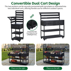English Elm Topmax Modular Fir Wood Outdoor Kitchen Cart Stainless Steel Prep Station Black N717P417963B