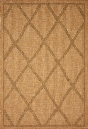 Unique Loom Outdoor Trellis Diamonds Machine Made Geometric Rug Light Brown, Brown 6' 1" x 9' 0"