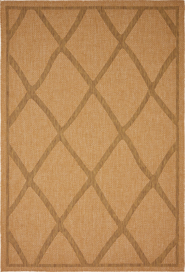 Unique Loom Outdoor Trellis Diamonds Machine Made Geometric Rug Light Brown, Brown 6' 1" x 9' 0"