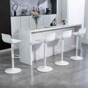 English Elm Bar Stools Set of 2 Adjustable Swivel Pu Leather Kitchen Island Seating with Back White W676P358683