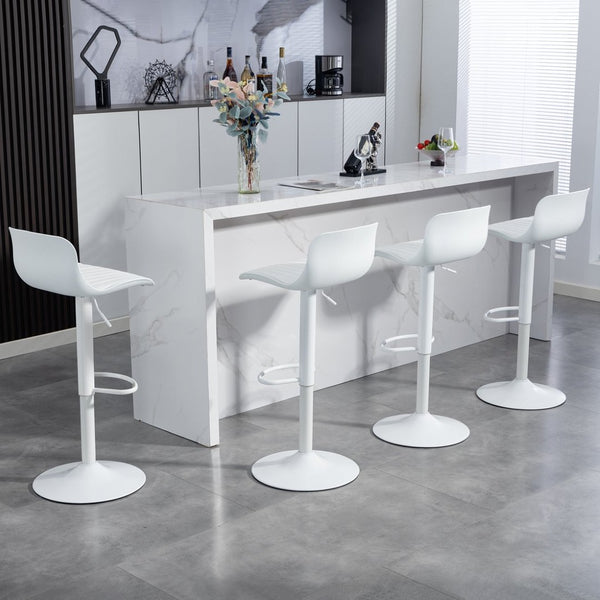 English Elm Bar Stools Set of 2 Adjustable Swivel Pu Leather Kitchen Island Seating with Back White W676P358683