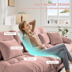 English Elm Free Modular Sectional Sofa - L-Shaped 4-Seater Cloud Couch In Soft Vintage Chenille Pink Comfort W714S01014