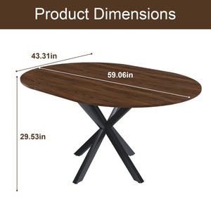 English Elm Retractable round dining table with walnut veneer, carbon steel X-base, extends 42″–58″, seats 6 W2700P331233