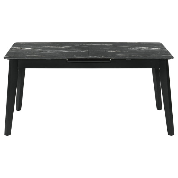 English Elm Spivey Mid-century Faux Marble Extendable Dining Set with Wishbone Chairs Seats Four B062S01472
