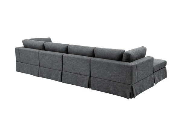 English Elm 6-Piece Upholstered Sectional Sofa - Versatile Modular Design For Cozy Family Spaces & Easy Maintenance B343S00017