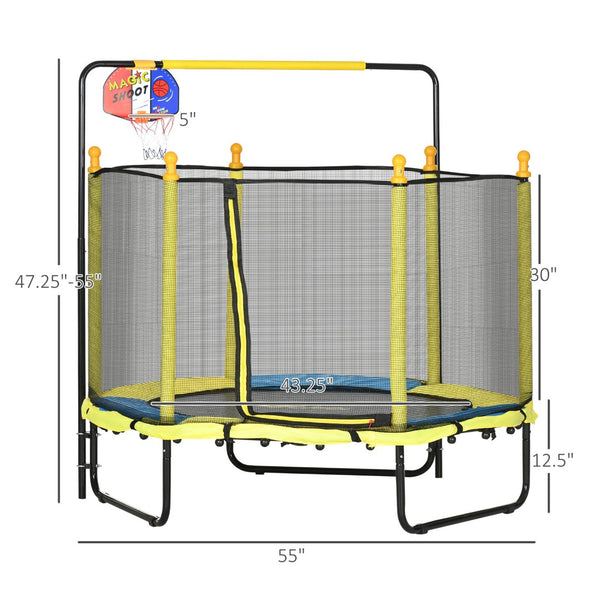 English Elm Qaba Indoor Kids Trampoline Springfree Bungee Safety Net Basketball Hoop Play W2225P200503