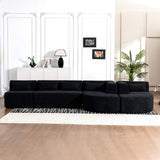 English Elm 143.7" Upholstered Sofa Free-Combined Sofa Couch With Two Chaise Lounge and Five Back Pillows For Living Room, Black