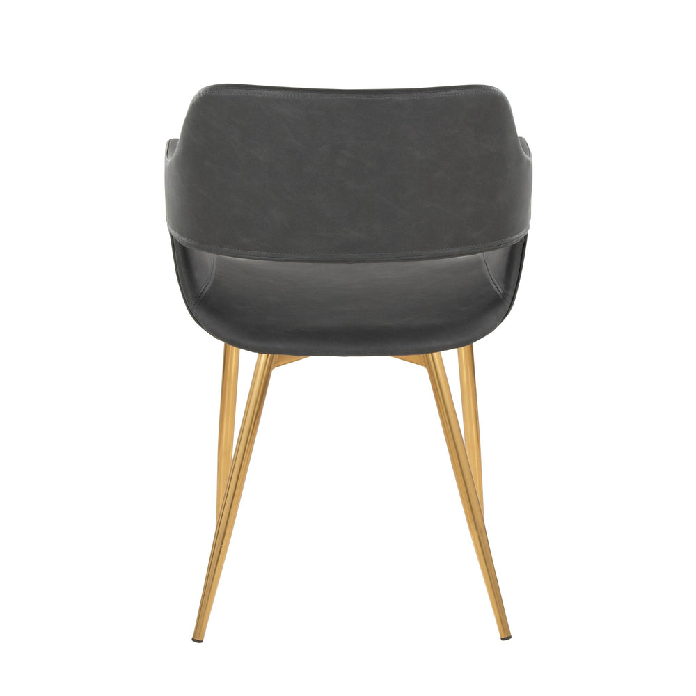 English Elm Margarite Contemporary Dining Chairs Set Of 2 In Gold Metal & Grey Faux Leather For Stylish Interiors B202S01276