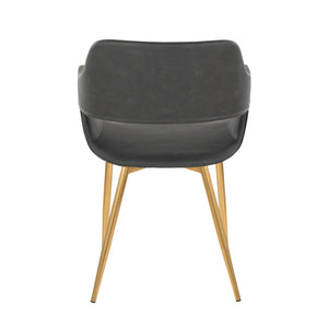 English Elm Margarite Contemporary Dining Chairs Set Of 2 In Gold Metal & Grey Faux Leather For Stylish Interiors B202S01276