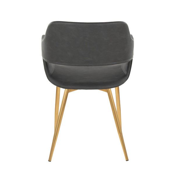 English Elm Margarite Contemporary Dining Chairs Set Of 2 In Gold Metal & Grey Faux Leather For Stylish Interiors B202S01276