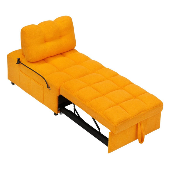 English Elm 40.20 Inch Convertible Teddy Fabric Sofa Bed Compact Sleeper for Apartment Living Room W1658P216827