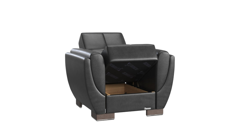 English Elm Primenest Skyhaven Convertible Armchair With Storage - Stylish Sleeper For Small Spaces, Black-Pu B030P286176-GIGA