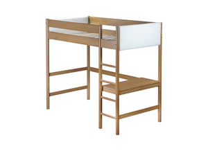 English Elm Twin Triple Rubberwood Bunk Bed with Ladders & Guardrails, Space-Saving Modular Design for Families Natural W504S00183
