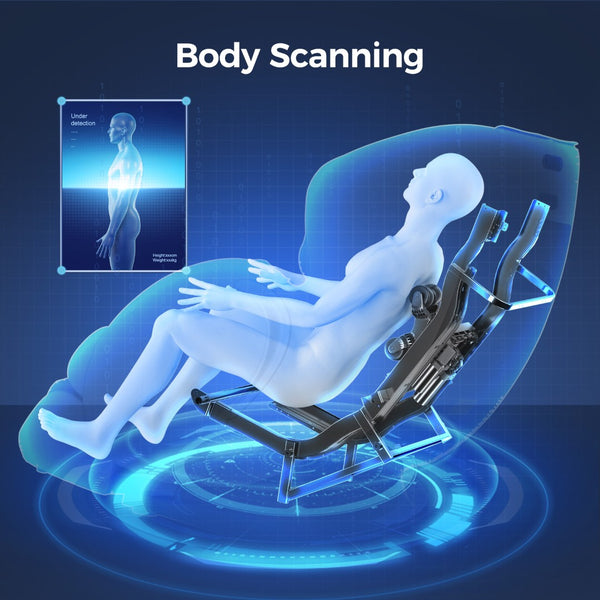 English Elm Bosscare Full Body Shiatsu Recliner with Sl Track 3d Rollers and App Control Beige+Gold W730P162476