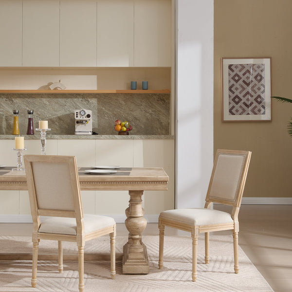 English Elm French Country Dining Chairs Set Of 2 – Elegant Upholstered Square Back, Stylish Comfort For Dining W3426P324534