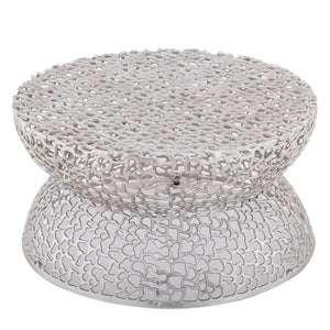 English Elm T3704-35 Round Aluminum Lattice Coffee Table with Sculptural Cutout Design for Modern Lofts Silver B009P417514
