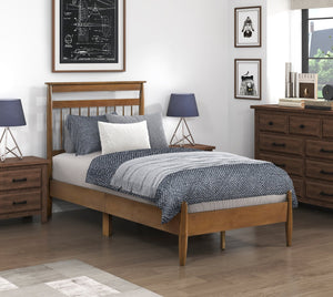 English Elm Transitional Queen Platform Bed with Arts & Crafts Inspired Wood Frame, Warm Finish, Slat Support Chestnut 49.25 L x 30.5 W x 6.5 H B011P207877