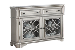 English Elm Traditional Elegant Server with Spacious Drawers and Cabinet Storage for Dining Room Organization and Style Silver 59 L x 44 W x 27 H B011P395602