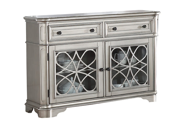 English Elm Traditional Elegant Server with Spacious Drawers and Cabinet Storage for Dining Room Organization and Style Silver 59 L x 44 W x 27 H B011P395602