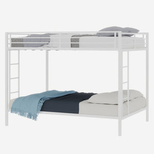 English Elm Multi Square Tube Iron Bunk Bed Full over Full, Sturdy White Metal Frame, Space-Saving Dual Sleep Solution W1935P360912