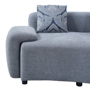 English Elm 122" Curved Sofa Off-white Fabric Four Seat Modern Living Room Couch with Damask Pillows Grey N758T030405E