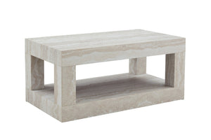 English Elm Modern Two Tier Rectangular Coffee Table with Open Shelf Mdf Build for Living Rooms W3875P389660