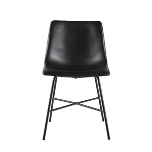 English Elm Walker Edison - Modern PU Upholstered Dining Chair Set of 2 – Black Faux Leather, Metal X Base, Adjustable Levelers, Easy-Clean Stylish Seating B185P168958