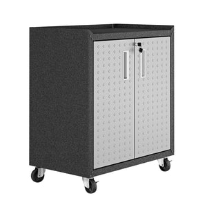 English Elm Rolling Metal Garage Cabinet with Locking Doors Diamond Texture Industrial Storage Dark Grey B365P398227
