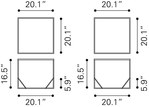 Arzon Coffee Table Set (2-Piece) Bronze 109835 Zuo Modern
