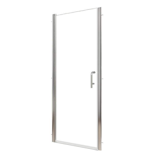 English Elm 30--32 in Frameless Pivot Shower Door Clear Tempered Glass Chrome Hardware Reversible W63777026