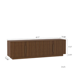 English Elm Tv Stand 68 Inch Modern Entertainment Center with Built in 16 Color Led Lighting W1321P339171