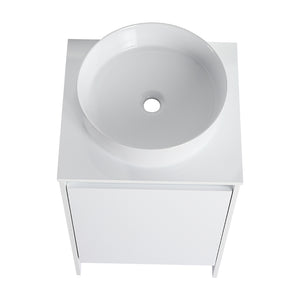 English Elm 32" Modern Freestanding Bathroom Vanity With Art Ceramic Sink & Small Storage Cabinet - Glossy White W999S00432