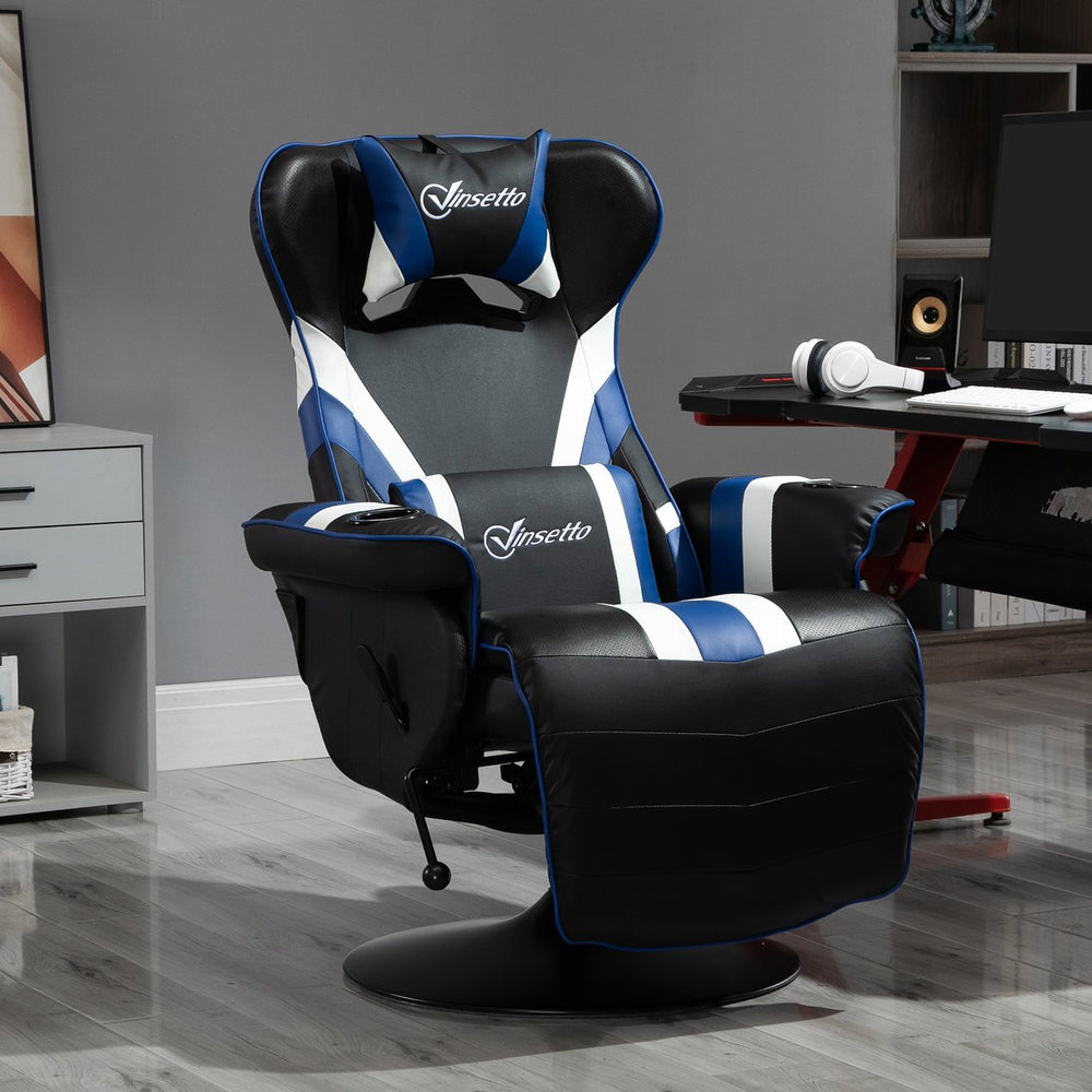 English Elm Vinsetto Racing-Style Gaming Recliner Chair with Lumbar Support, Footrest, Cup Holders, 360° Swivel Comfort W2225P249593