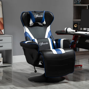 English Elm Vinsetto Racing-Style Gaming Recliner Chair with Lumbar Support, Footrest, Cup Holders, 360° Swivel Comfort W2225P249593