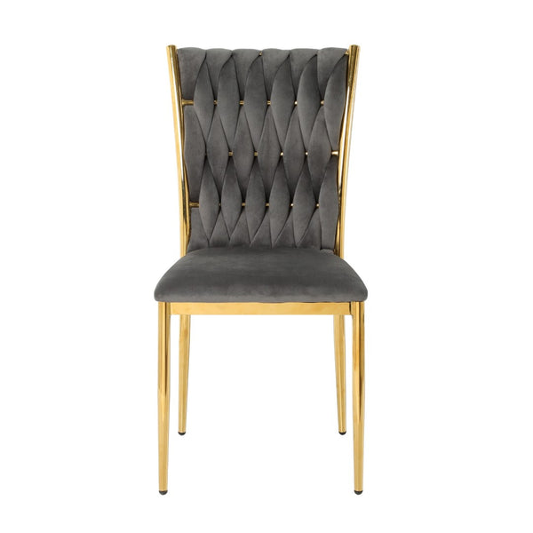 English Elm Modern Velvet Upholstered Dining Chairs Set of 2 with Electroplated Legs for Kitchen Dark Gray W210P301580