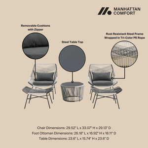 English Elm Ashland 5-Piece Outdoor Conversation Set with UV-Resistant Waterproof Fabric, Rustproof Steel Frame Grey B365P398241